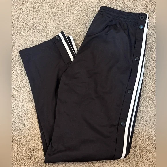 🤍🖤adidas • VINTAGE • black w/ white trim breakaway sweatpants • XL - Picture 5 of 11
